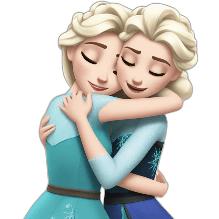 elsa hugs her sister anna emoji