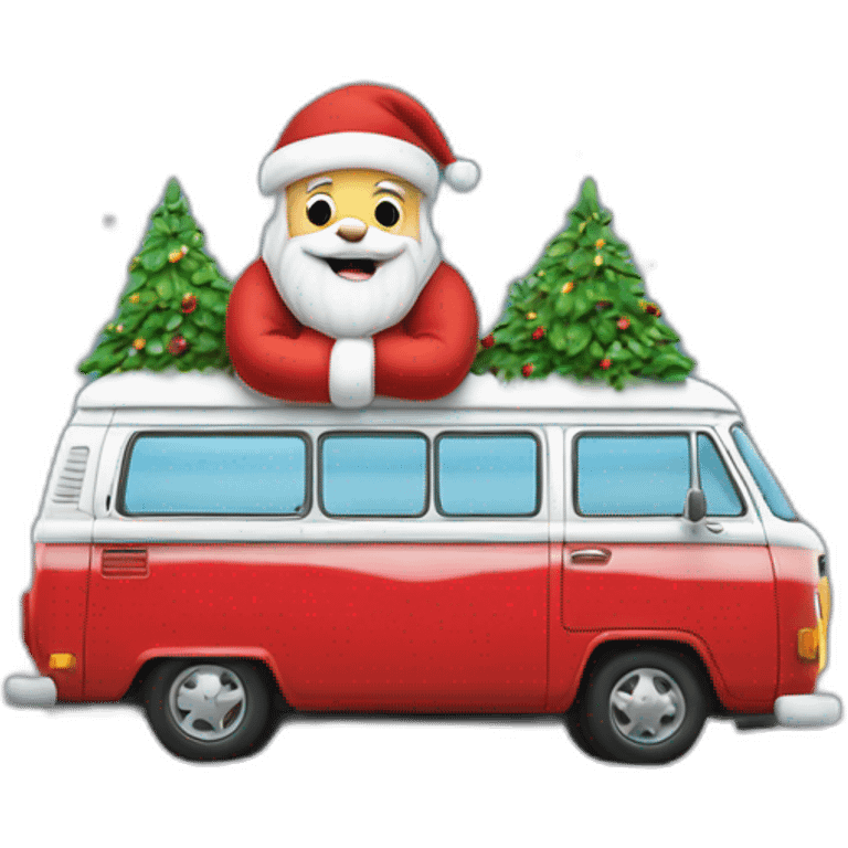 Santa Clause sit on a Campervan  emoji