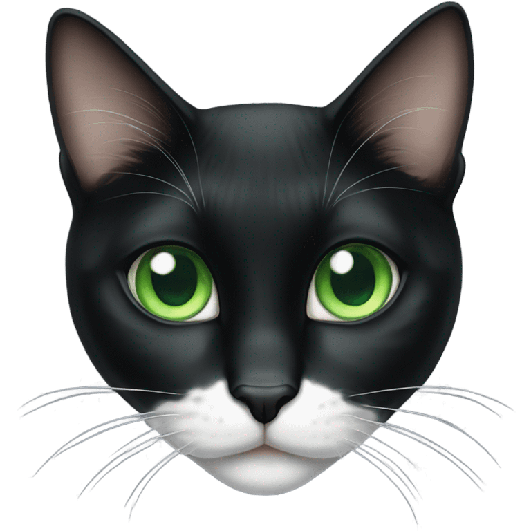 Tuxedo cat with green eyes emoji