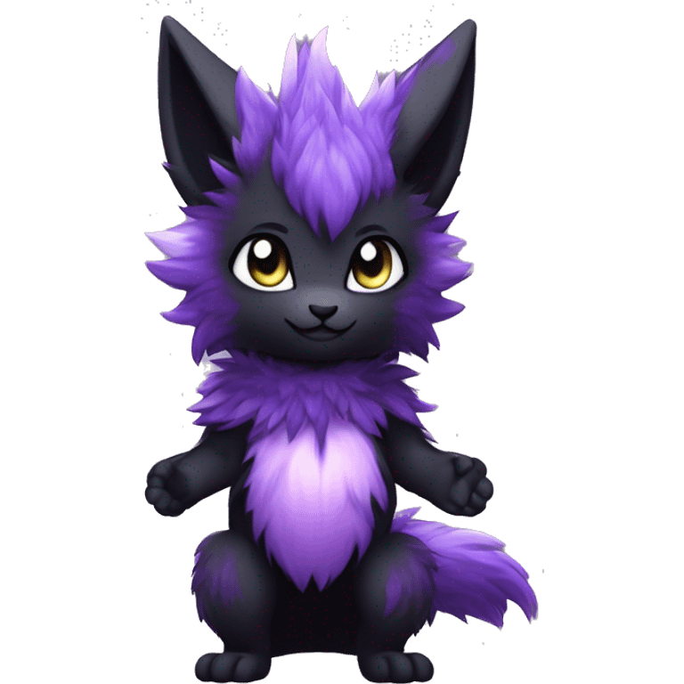 Anthro-Edgy-Cool-Black-Purple-Contrast-Colors-Fantasy-Fur-Sona-Chibi-Shiny-Fakémon-Hybrid full body emoji