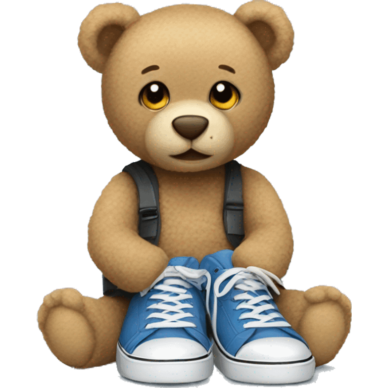 A teddy bear sitting in a sneaker emoji