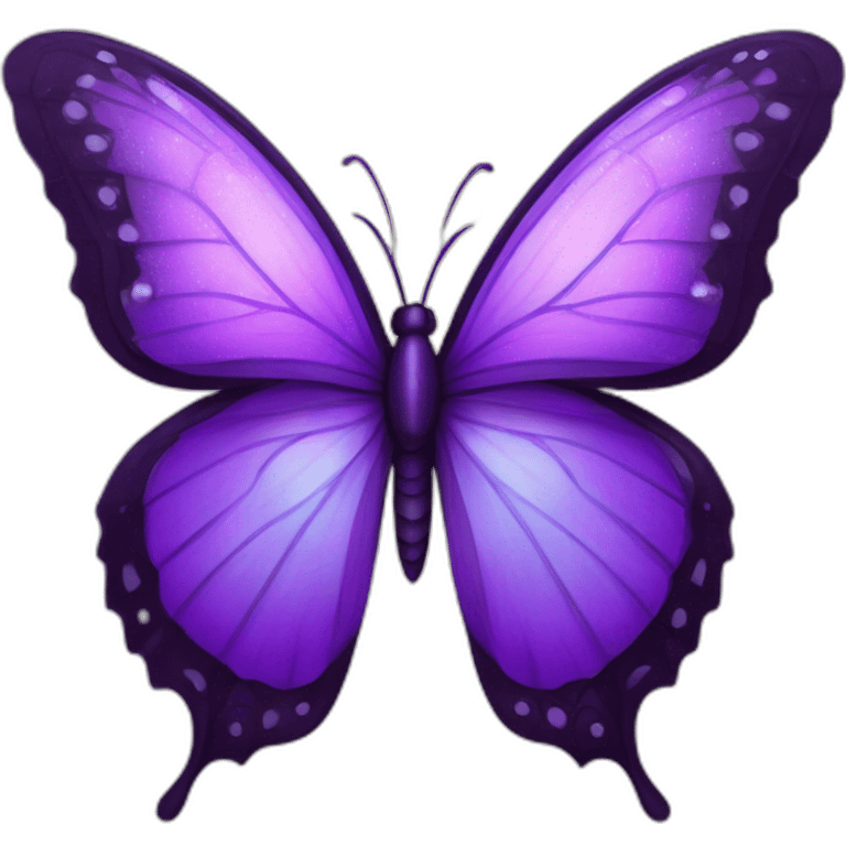 Una mariposa violeta con enormes pestañas y brillos en sus alas emoji