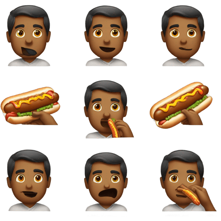 Indian guy eating a hotdog emoji