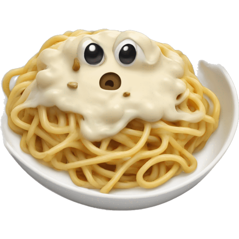 Spaghetti with cream sauce and mushrooms  emoji