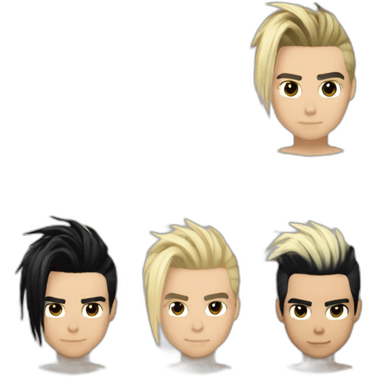 Bill Kaulitz black hair down with blonde highlights emo emoji