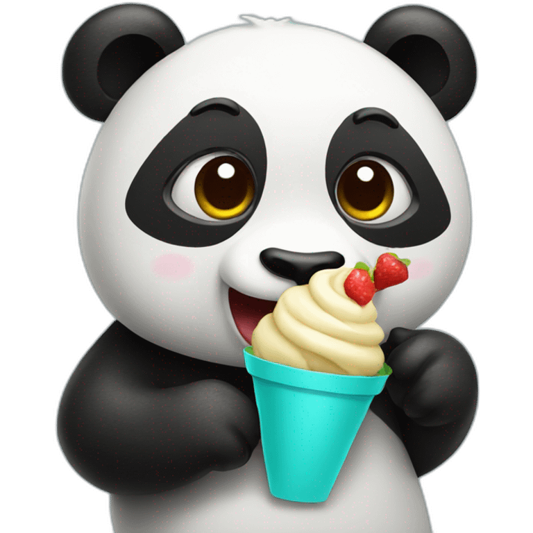 Panda eating ice cream emoji