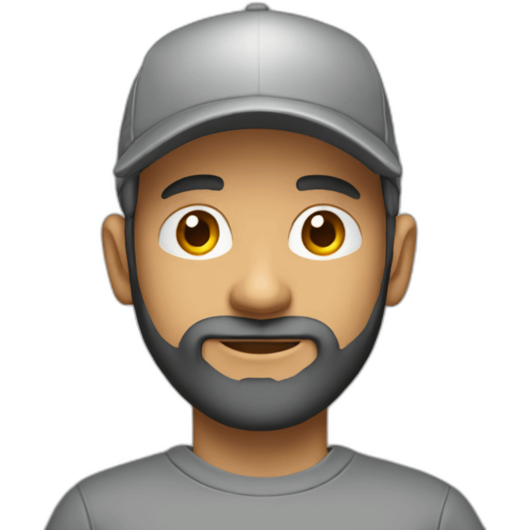 Project manager in a baseball cap, gray hoodie and short beard emoji