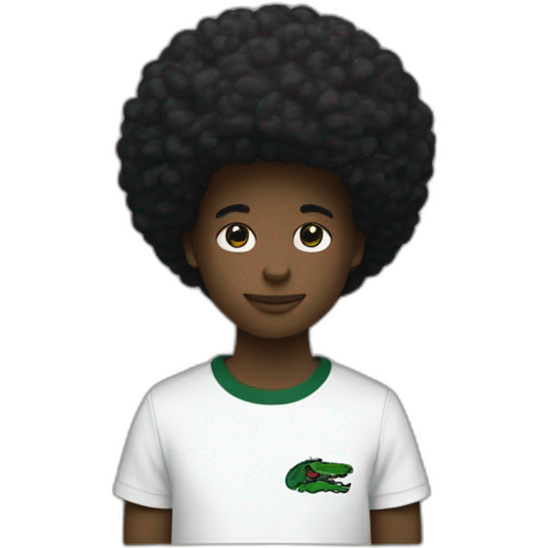 Coupe noir afro avec un t-shirt Lacoste  emoji