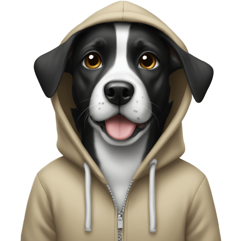 Black and white dog wearing a hoodie  emoji