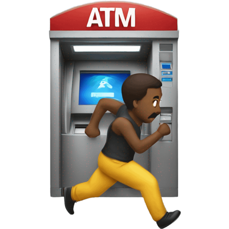 Robert running to an ATM emoji