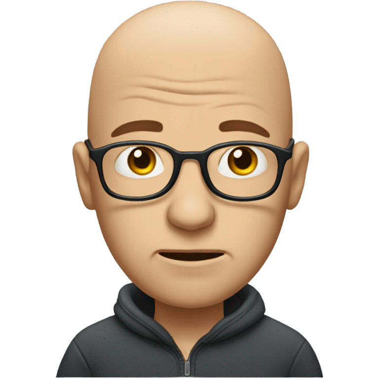 Bald man with glasses freezing cold emoji