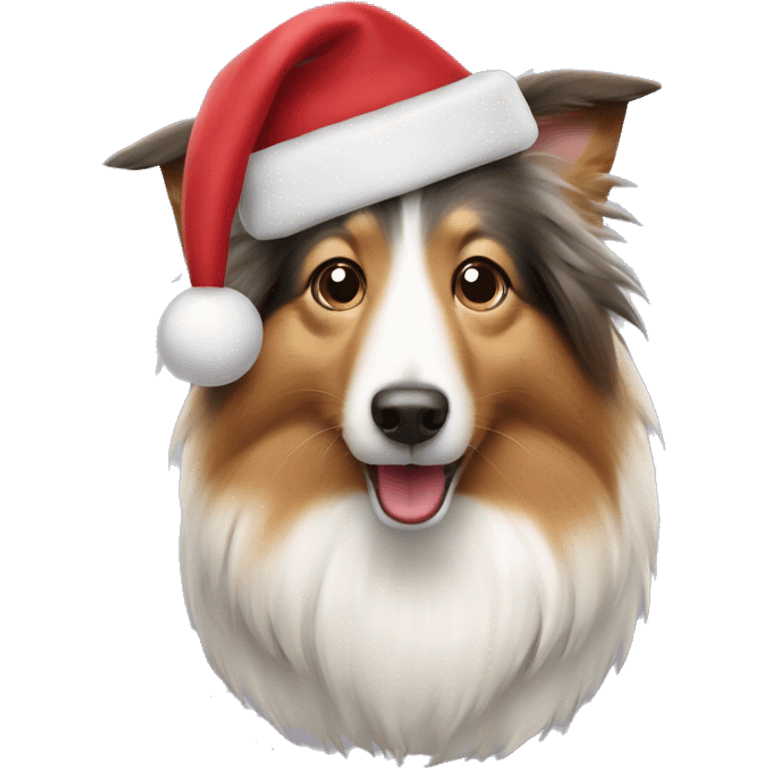 shetland sheepdog dressed for christmas emoji