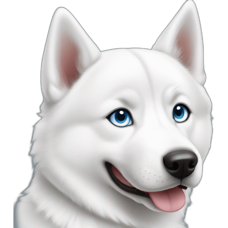 White Siberian husky smile  blue eyes short hair emoji