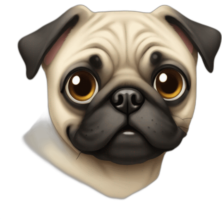 pug dog happy  with love eye emoji