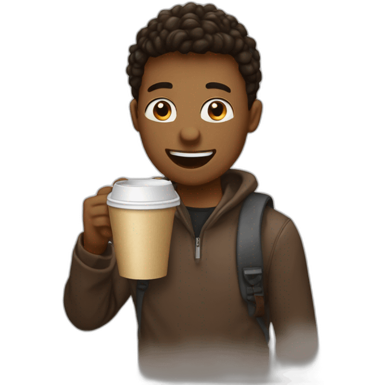 a student stedd drinking a big take away coffe emoji