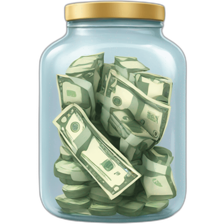 transparent jar with money emoji