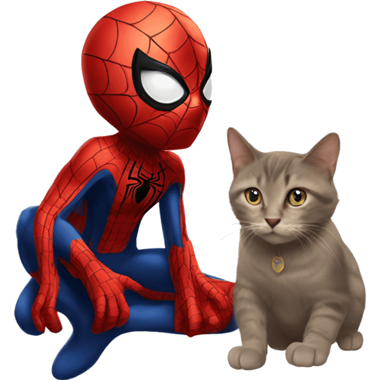  spider man and cat emoji