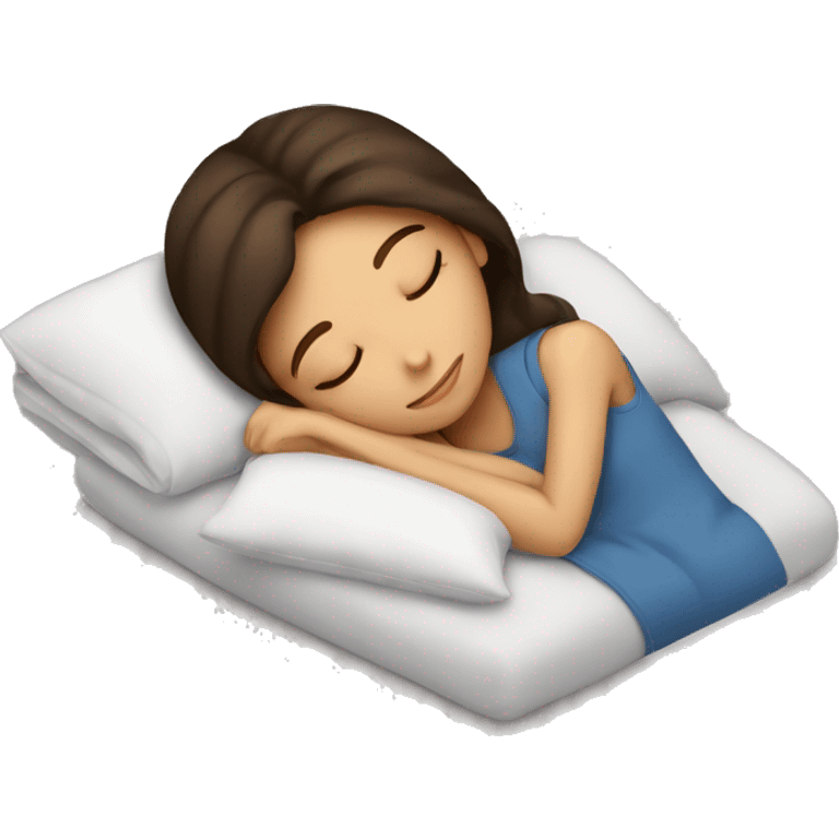 brunette girl sleeping cozy emoji