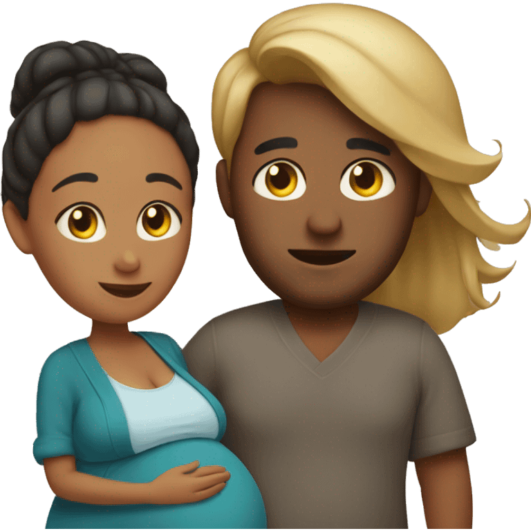 A pregnant woman with her husband  emoji