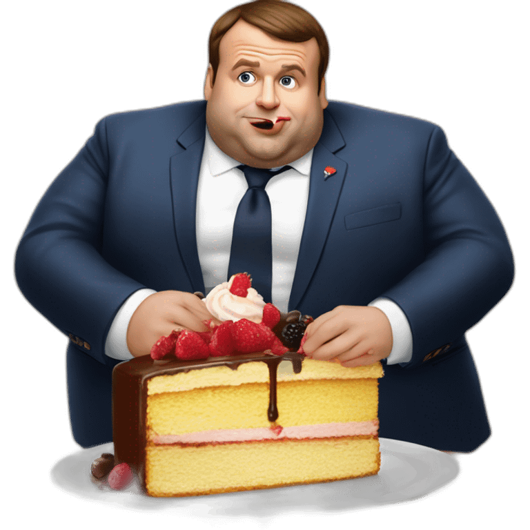 emmanuel macron morbidly obese eating cake emoji