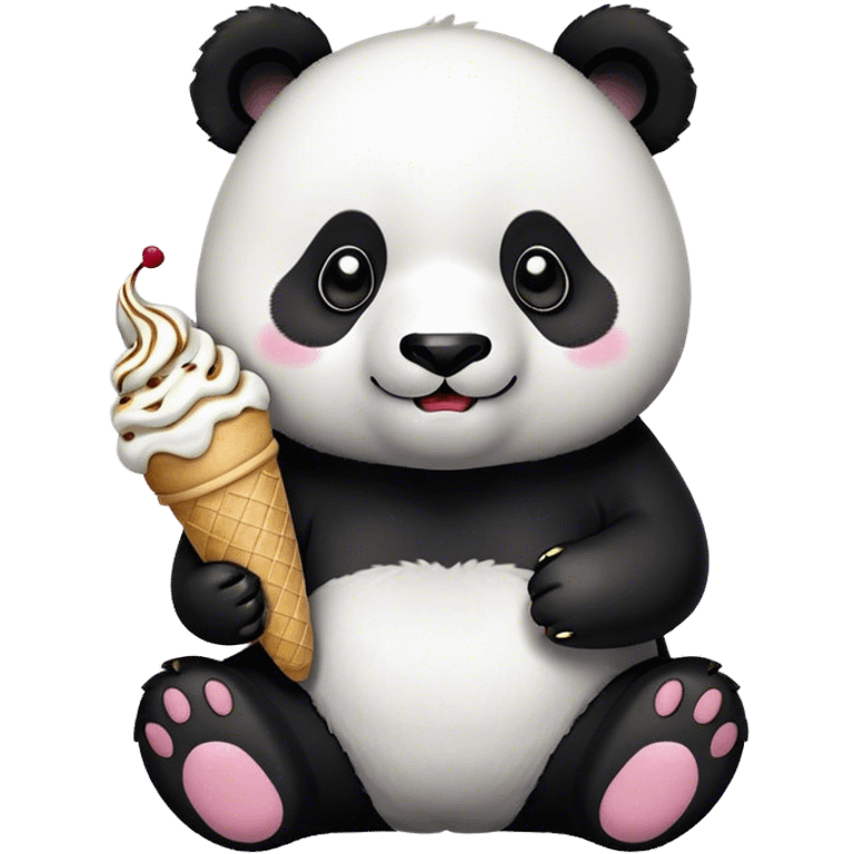 Panda eating ice cream emoji