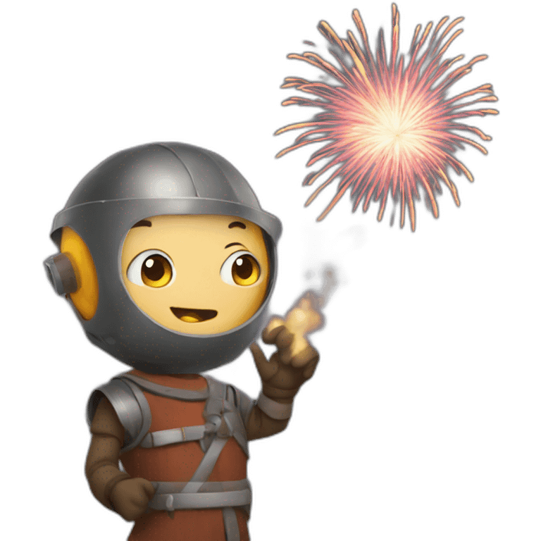 medieval Pyrotechnician seeing some fireworks go off in front of him emoji