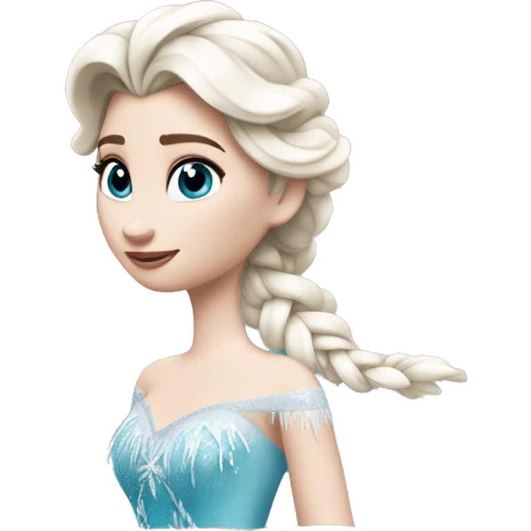 un pato con cuerpo azul, cabeza blanca y trenza con cabello blanco como Elsa de frozen emoji