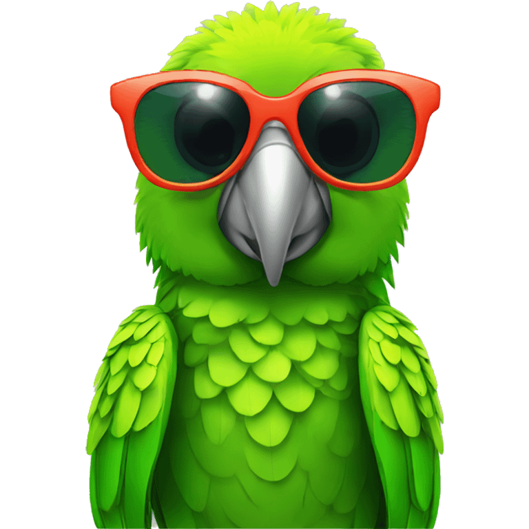 a green parrot with sunglasses, ready for the beach emoji