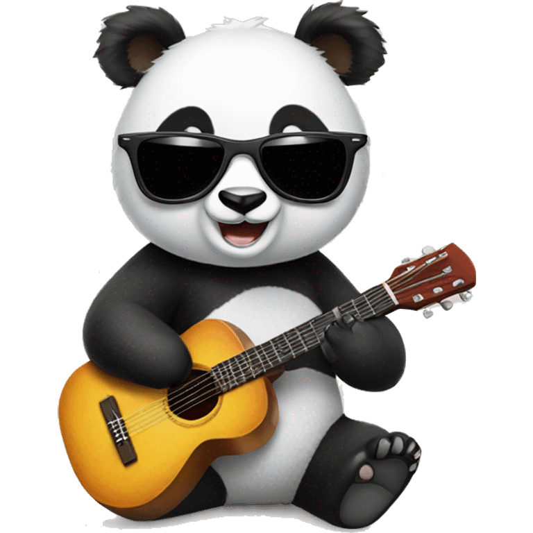 Panda wearing sunglasses and playing guitar emoji