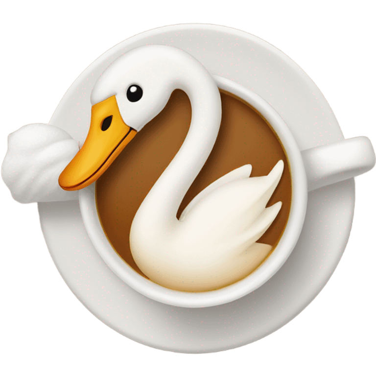 Cup of coffe with a latte art swan  emoji