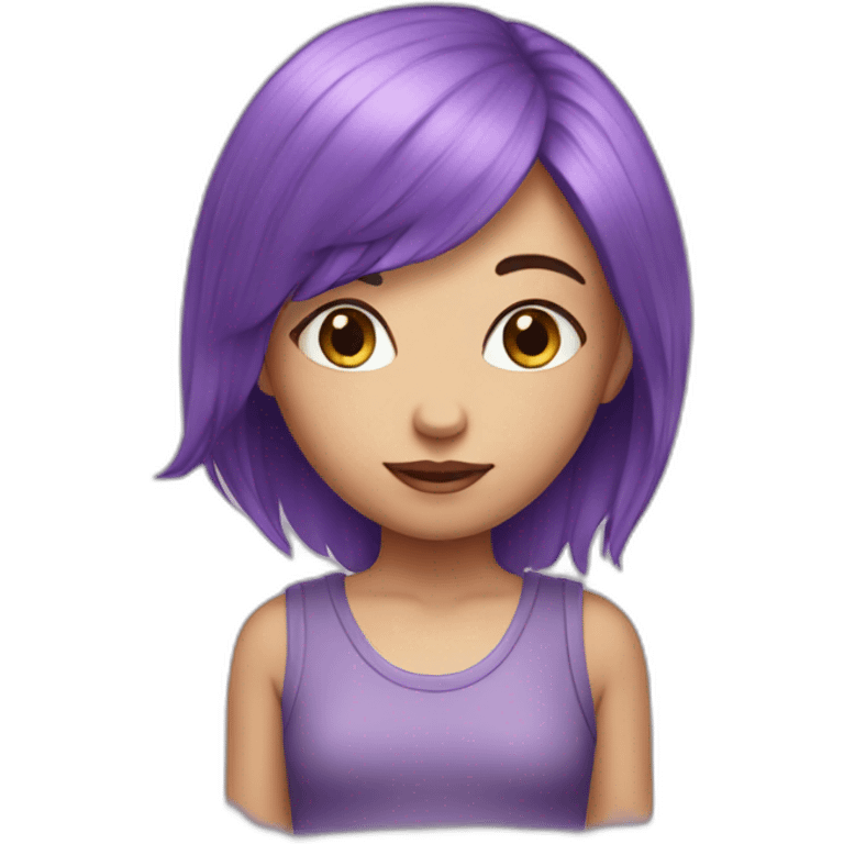 A girl with violet hair and eyes emoji