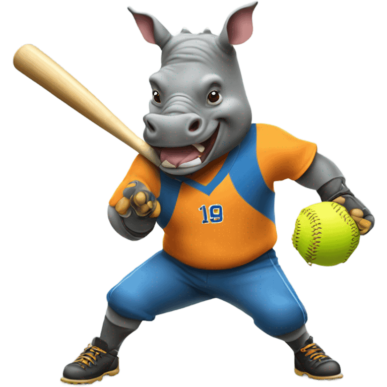 Rhinoceros playing softball emoji