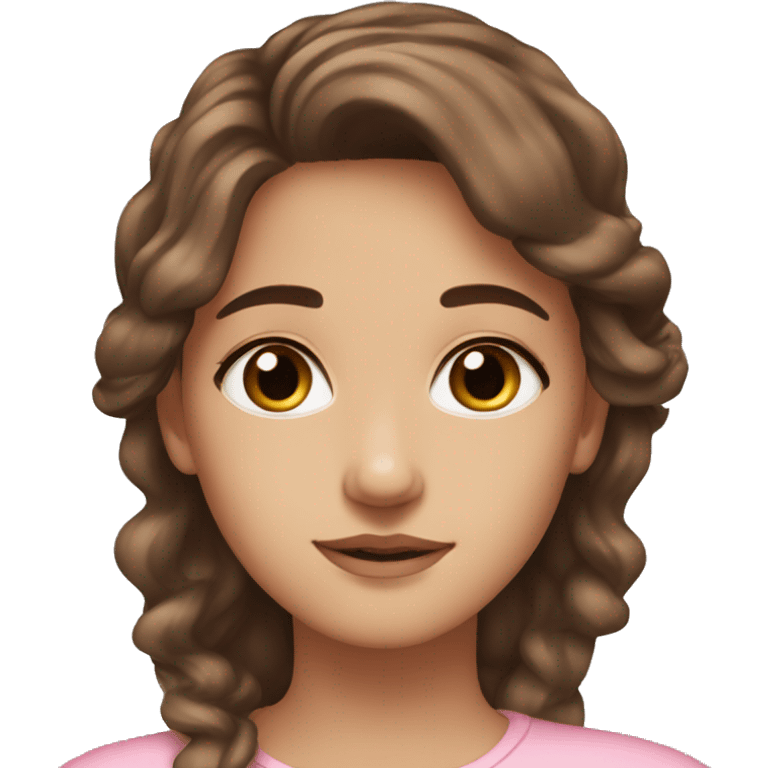 Brown eyes, brown hair, feminine, pink, girl, angelic emoji