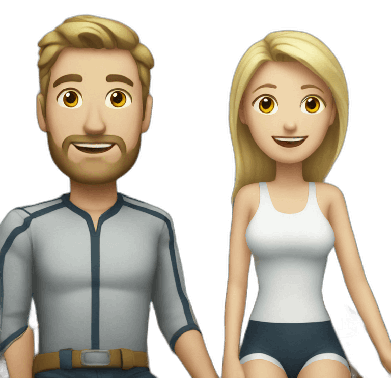 White Man and white women on a boat emoji