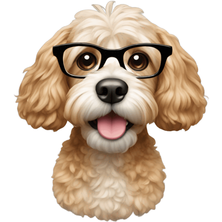 Cockapoo dog wearing glasses emoji