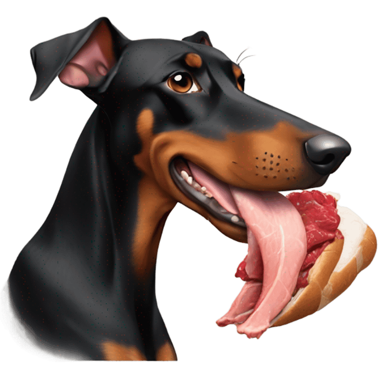 Doberman eating turkey emoji