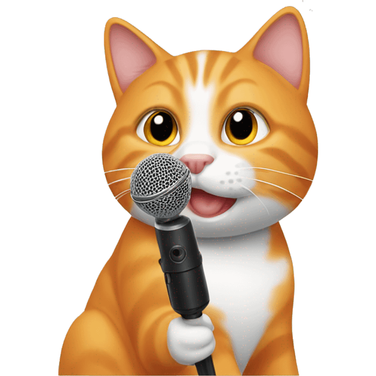 Orange and white cat holding microphone  emoji