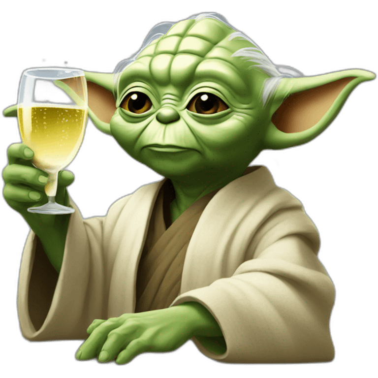 Yoda drinks champagne  emoji