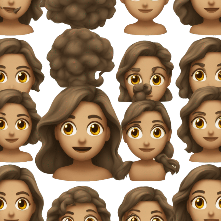 menina com cabelo escuro ate os ombros olho castanho pele bege emoji