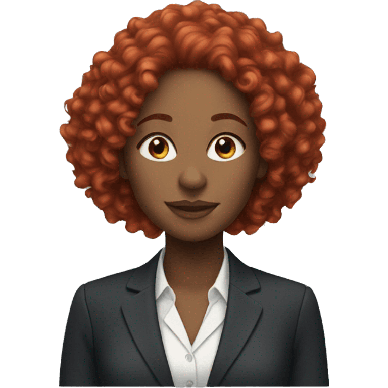 Black woman with red curly hair, long hair, wearing professional attire, and earrings emoji