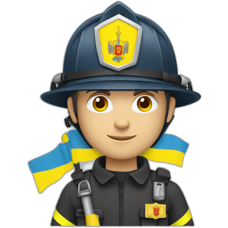 Ukrainian firefighter with the flag of Ukraine emoji