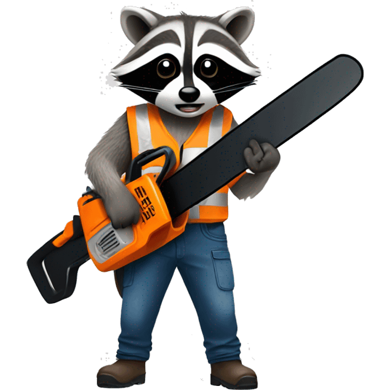 Raccoon holding a chainsaw emoji