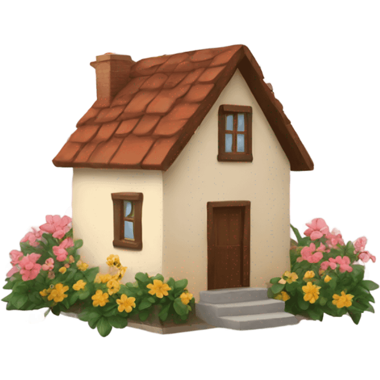 House with flowers and birds emoji