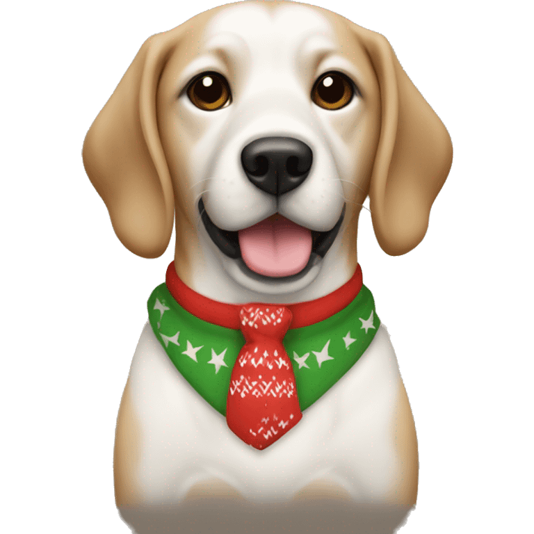 Dog with Christmas shirt emoji