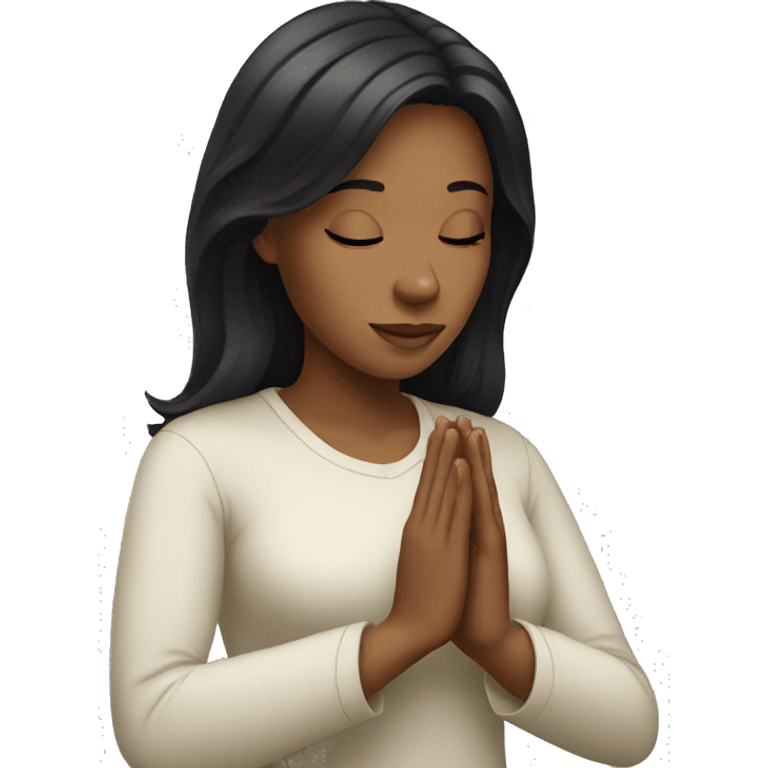 A white woman with black hair praying emoji