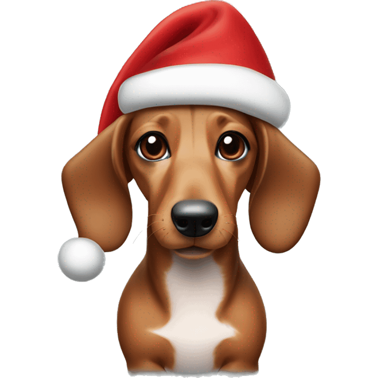 Sausage dog with a Christmas hat emoji