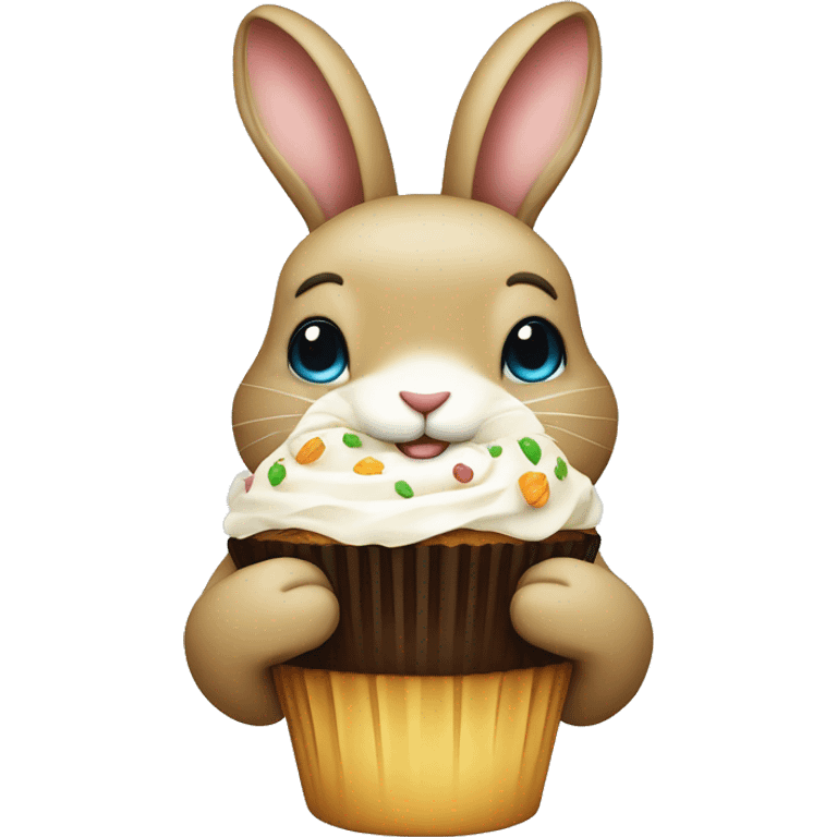 Grüner Hase mit Muffin in der Hand  emoji