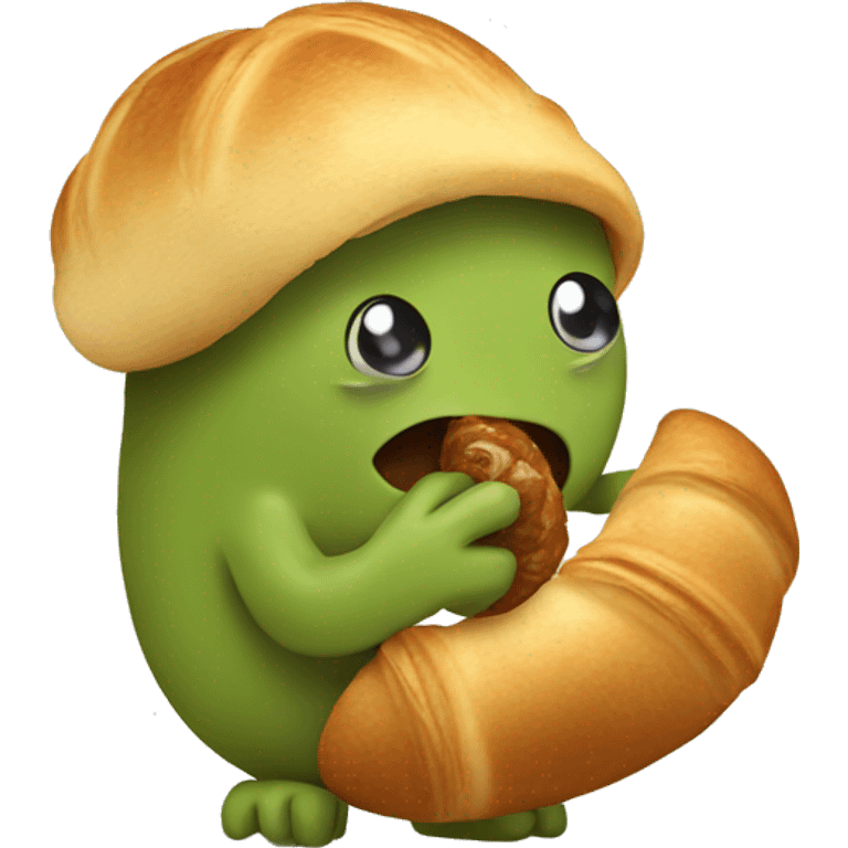 Kiwi eating croissant emoji