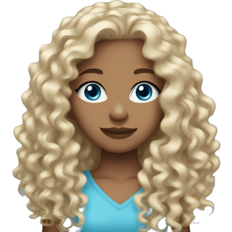 light skin girl blue eyes long curly hair emoji