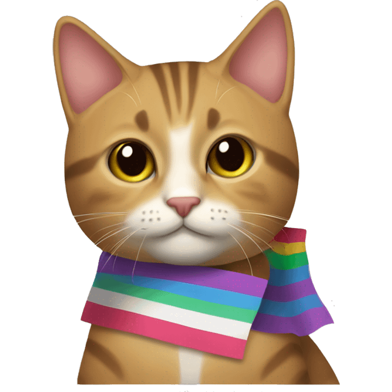 Un gato con la bandera lgtb emoji